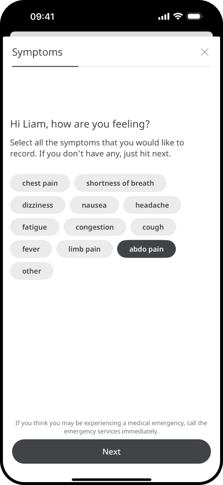 Symptom monitoring and AI-powered health insights